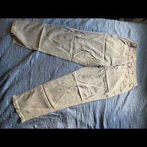 aeries tan cargo lightweight pants with fringe